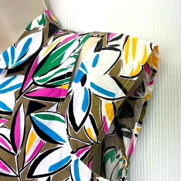 Christian Dior Sport -Colorful Floral Pattern Cutout 3 Button Short Sleeve Top S - Picture 8 of 13